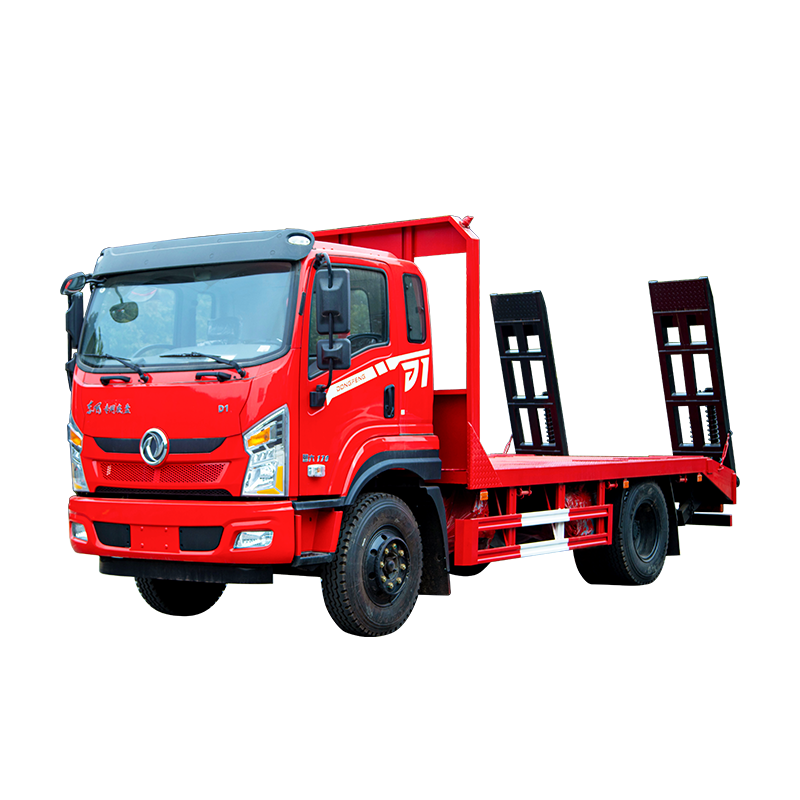 Dongfeng 4x2 diesel 10-ton Mini Flatbed Truck Platform Truck with Ladder, Excavator, Excavator Loade
