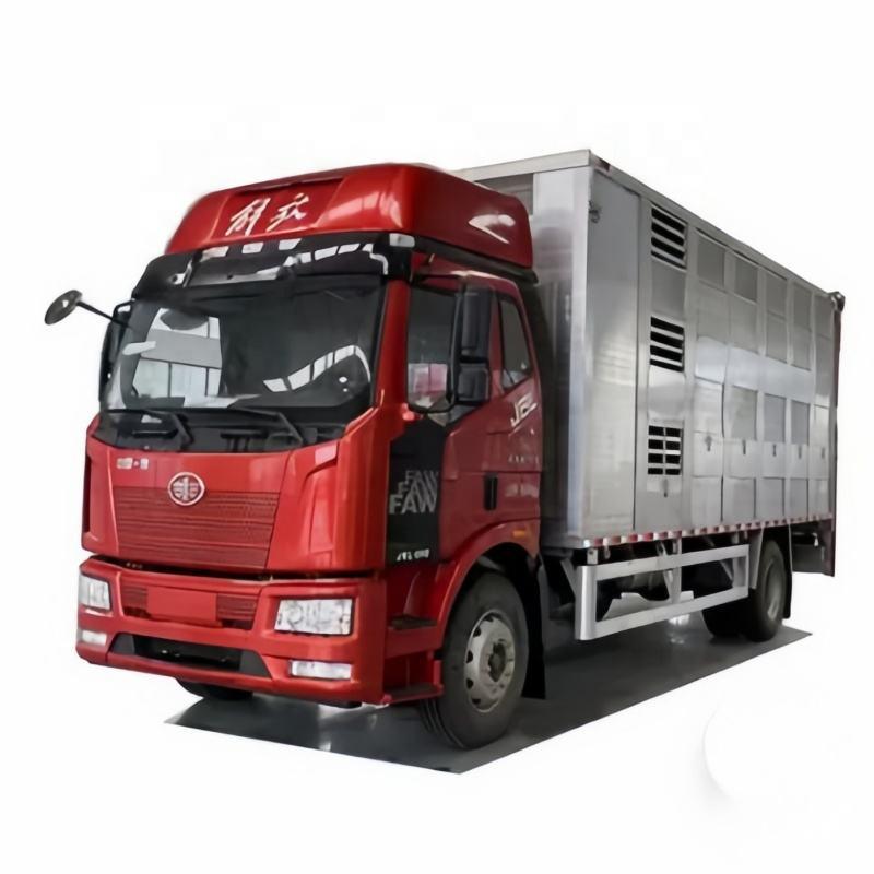 FAW Livestock Transport Trailer 4*2 4*4 6.8 m Van Farm Poultry Transport Truck with Lifting Function